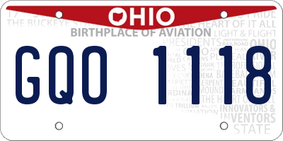 OH license plate GQO1118