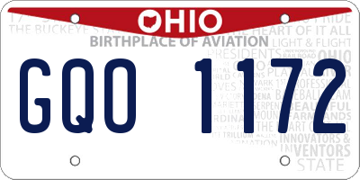 OH license plate GQO1172