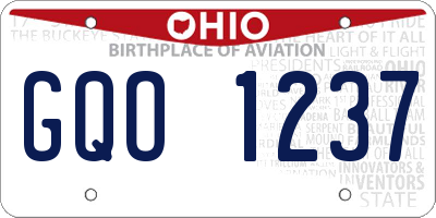 OH license plate GQO1237