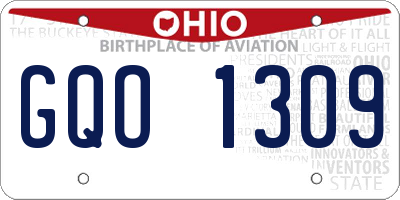 OH license plate GQO1309
