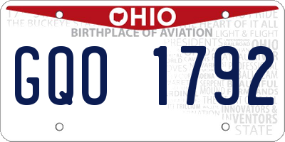 OH license plate GQO1792