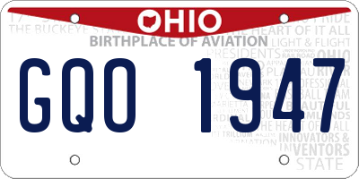 OH license plate GQO1947