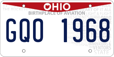 OH license plate GQO1968