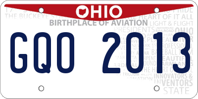 OH license plate GQO2013