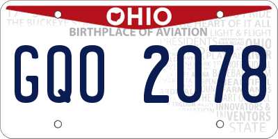 OH license plate GQO2078