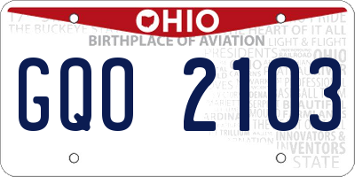 OH license plate GQO2103