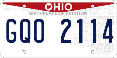 OH license plate GQO2114