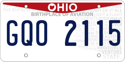 OH license plate GQO2115