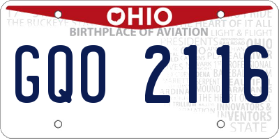 OH license plate GQO2116