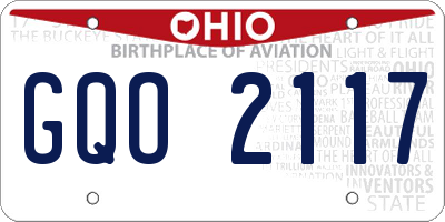 OH license plate GQO2117