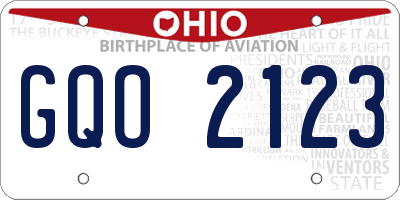 OH license plate GQO2123