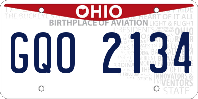 OH license plate GQO2134