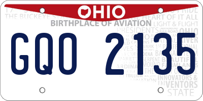 OH license plate GQO2135
