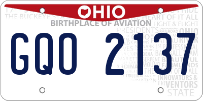OH license plate GQO2137