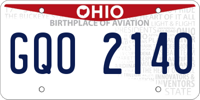 OH license plate GQO2140