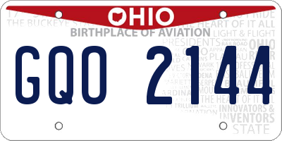 OH license plate GQO2144