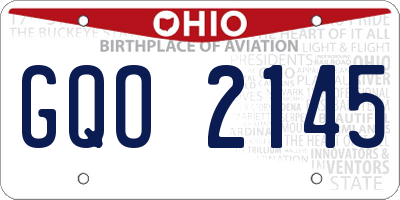 OH license plate GQO2145