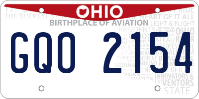 OH license plate GQO2154