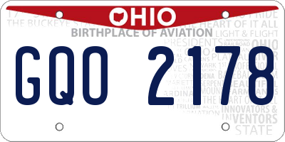 OH license plate GQO2178