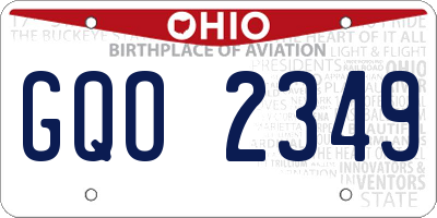 OH license plate GQO2349