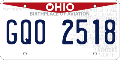 OH license plate GQO2518