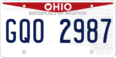OH license plate GQO2987