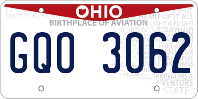 OH license plate GQO3062