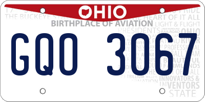 OH license plate GQO3067