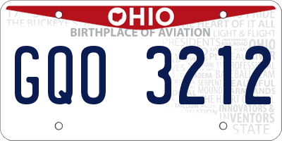 OH license plate GQO3212