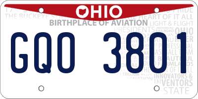OH license plate GQO3801