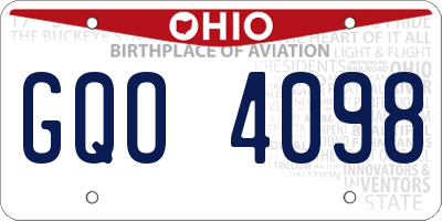 OH license plate GQO4098
