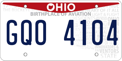 OH license plate GQO4104