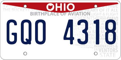 OH license plate GQO4318