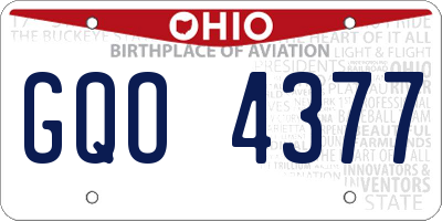 OH license plate GQO4377