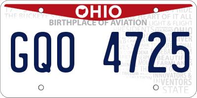OH license plate GQO4725