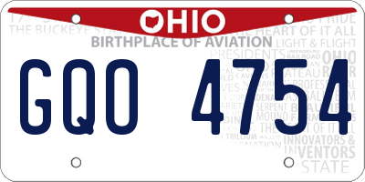 OH license plate GQO4754