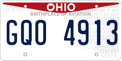 OH license plate GQO4913