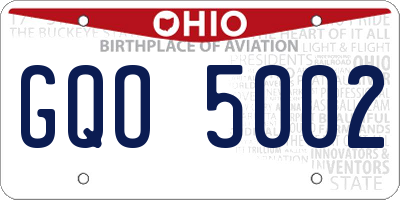 OH license plate GQO5002