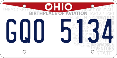 OH license plate GQO5134