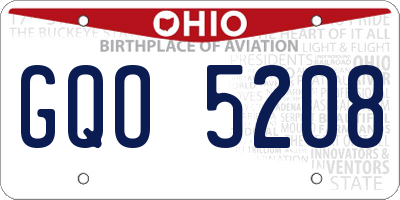 OH license plate GQO5208