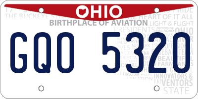 OH license plate GQO5320