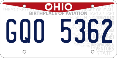 OH license plate GQO5362