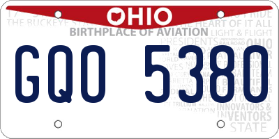 OH license plate GQO5380