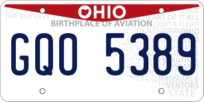 OH license plate GQO5389