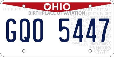 OH license plate GQO5447