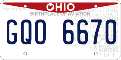 OH license plate GQO6670
