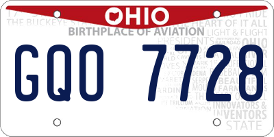 OH license plate GQO7728
