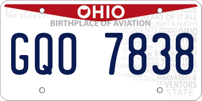 OH license plate GQO7838