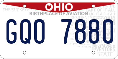 OH license plate GQO7880