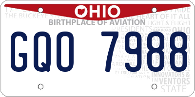 OH license plate GQO7988